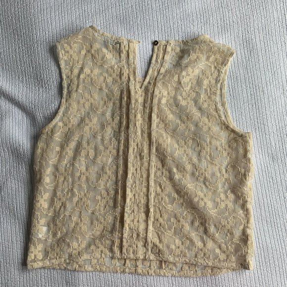 Chelsea 28 Embroidered Tank Top Cream Sheer Lace Sleeveless - Picture 3 of 3